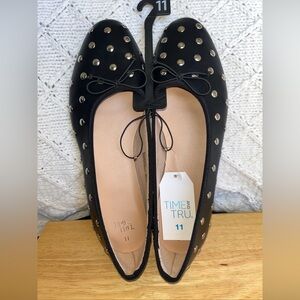 Women’s Black Studded Ballet Flats – Size 11 – New with Tags